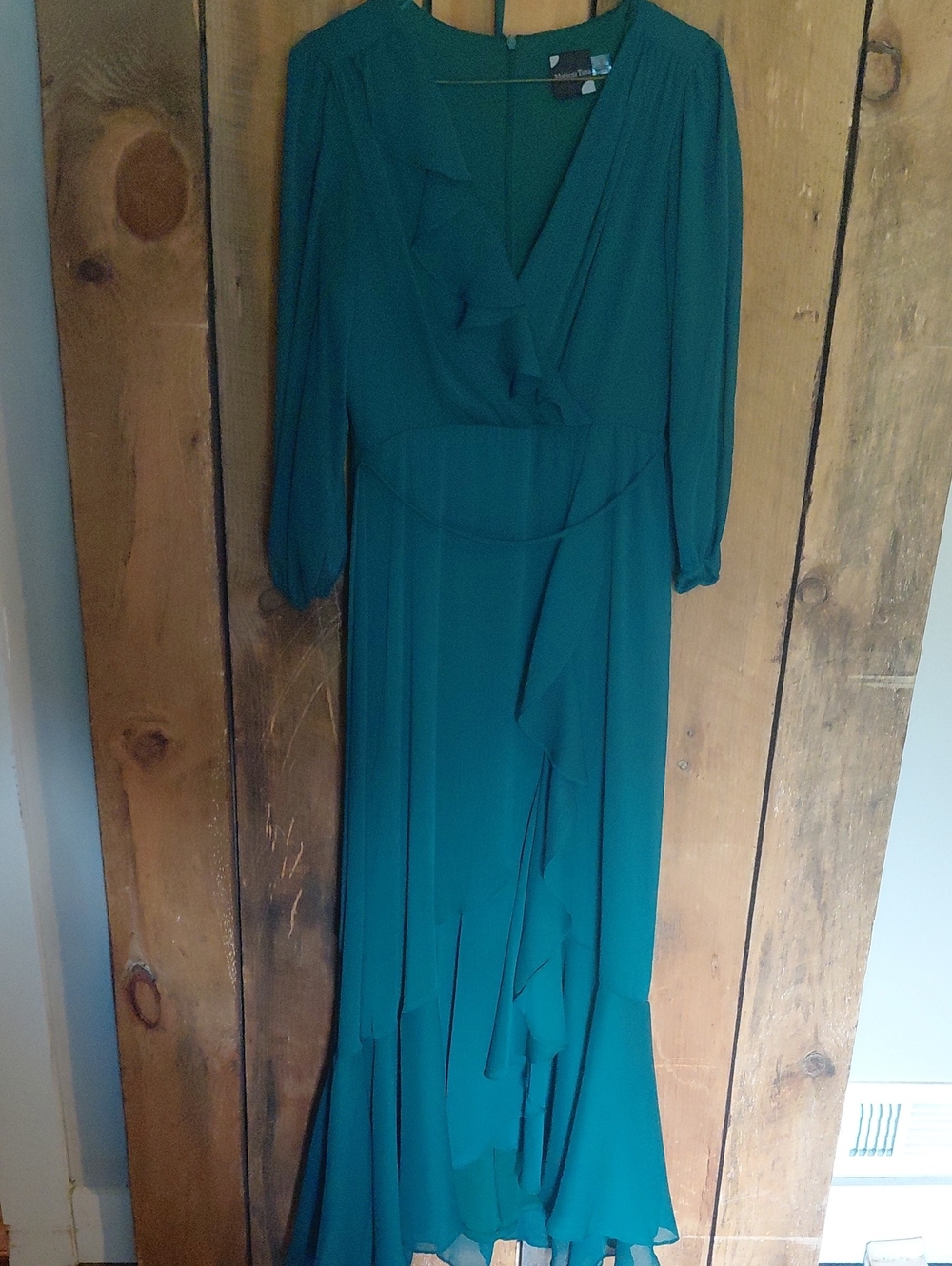 Maison Tara Teal Ruffled Wrap Maxi Dress